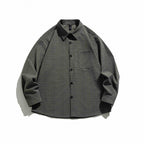 Unisex Checked Overshirt in Boxy Cut with Chest Flap Pocket and Shirt Collar Fashion Glam
