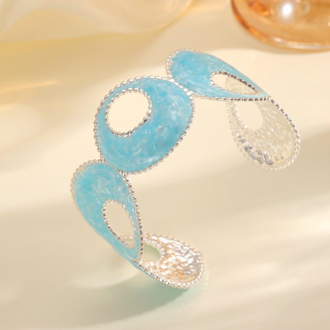 Women Open Bangle with artistic, multicolored design Fashion Glam