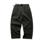 Men's Wide Cut Relaxed Pants with Elastic Waistband, Pleats and Integrated Woven Belt Fashion Glam