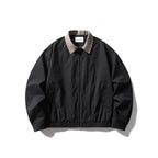 Men's Lightweight Harrington Jacket with Cord Collar and Elastic Hem Fashion Glam