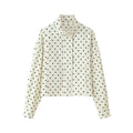 Women's short jacket with stand-up collar, boxy cropped cut and polka dot print Fashion Glam