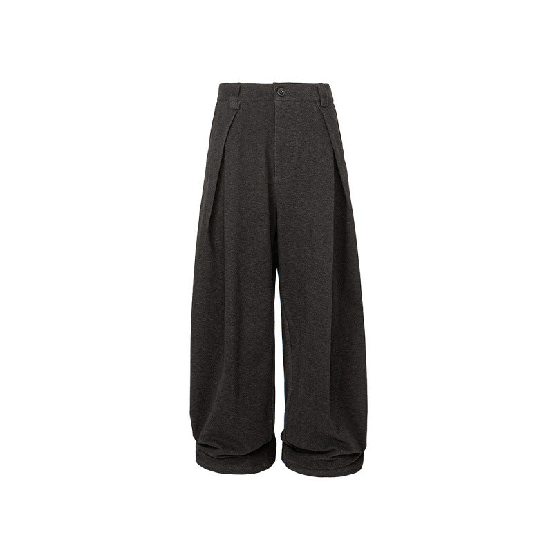 Women's Wide Palazzo Pants with High Waist, Pleats and Turned Hem Fashion Glam
