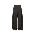 Women's Wide Palazzo Pants with High Waist, Pleats and Turned Hem Fashion Glam