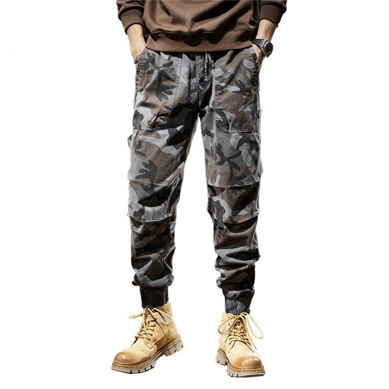 Men's Camouflage Cargo Jogger with Elastic Waistband, Utility Pockets, and Drawstring Fashion Glam