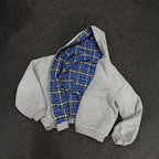 Men's padded hoodie with checked lining and full zip Fashion Glam