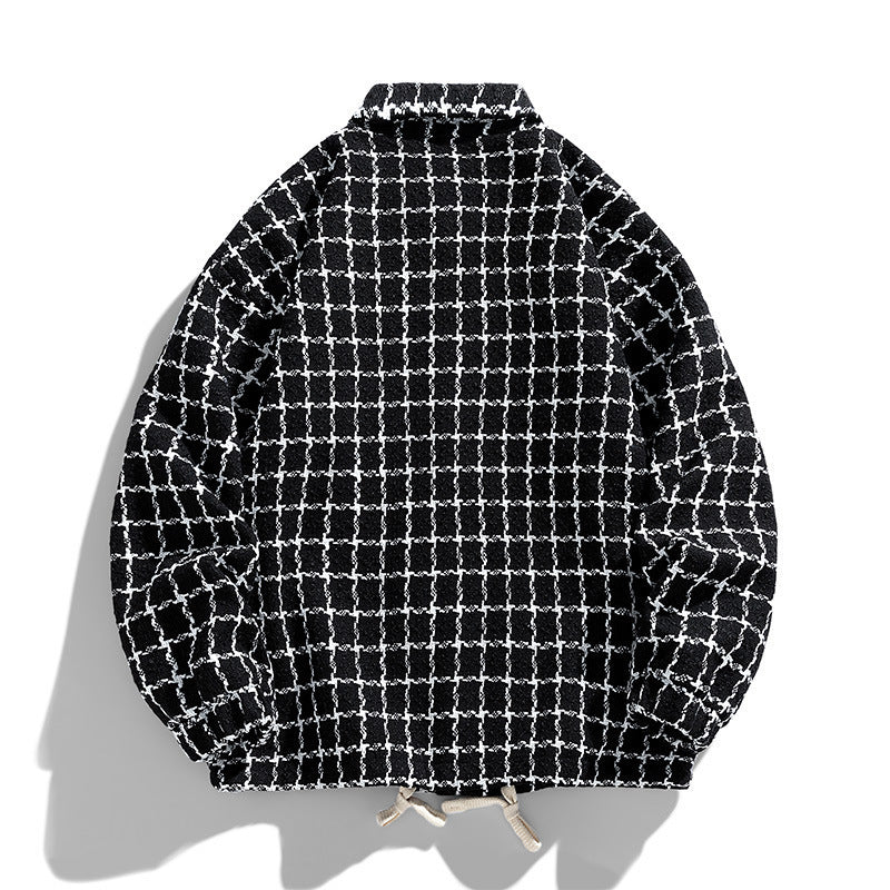Men's Padded Coach Jacket with Geometric Pattern and Contrast Chest Pocket Fashion Glam