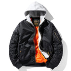 Men's pilot bomber jacket with removable hood double layer, padded thermal lining and arm pocket Fashion Glam