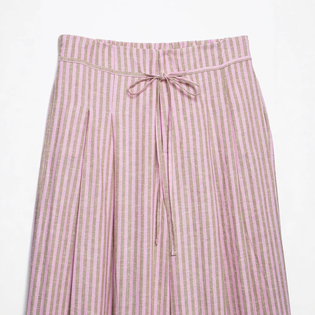 Women's High-Waisted Culotte Pants with Wide Leg, Drawstring and Front Slit Fashion Glam