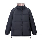 Women's Short Cut Quilted Oversized Winter Jacket with Drawstring and Raglan Sleeves Fashion Glam