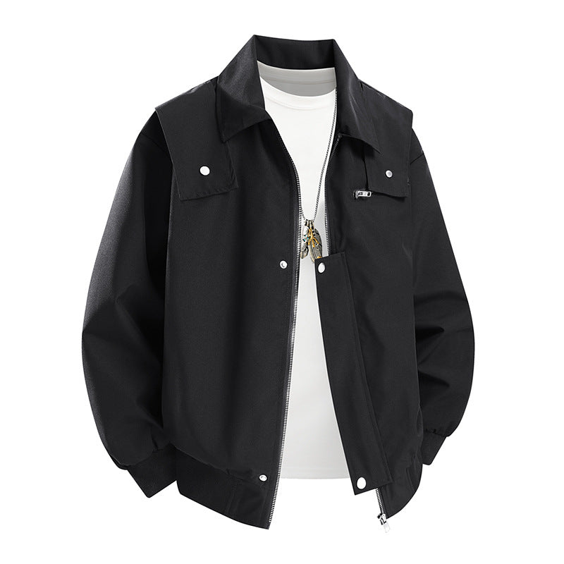 Men's Oversize Utility Coach Jacket with Zipper, Snap Placket, and Elastic Cuffs Fashion Glam