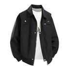 Men's Oversize Utility Coach Jacket with Zipper, Snap Placket, and Elastic Cuffs Fashion Glam