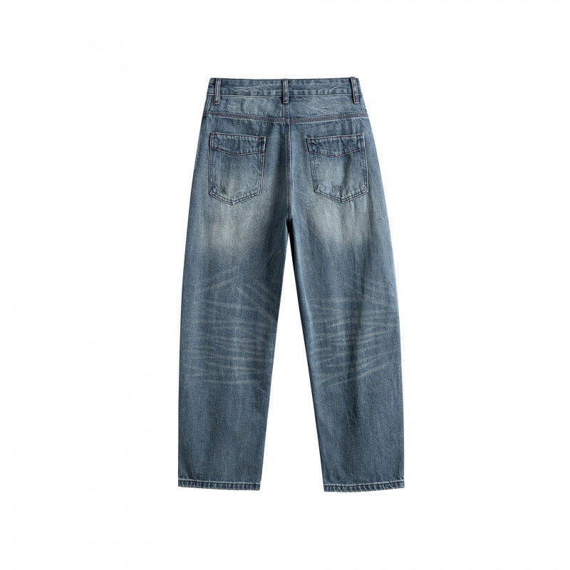 Men's relaxed fit jeans with high waist and used fade Fashion Glam