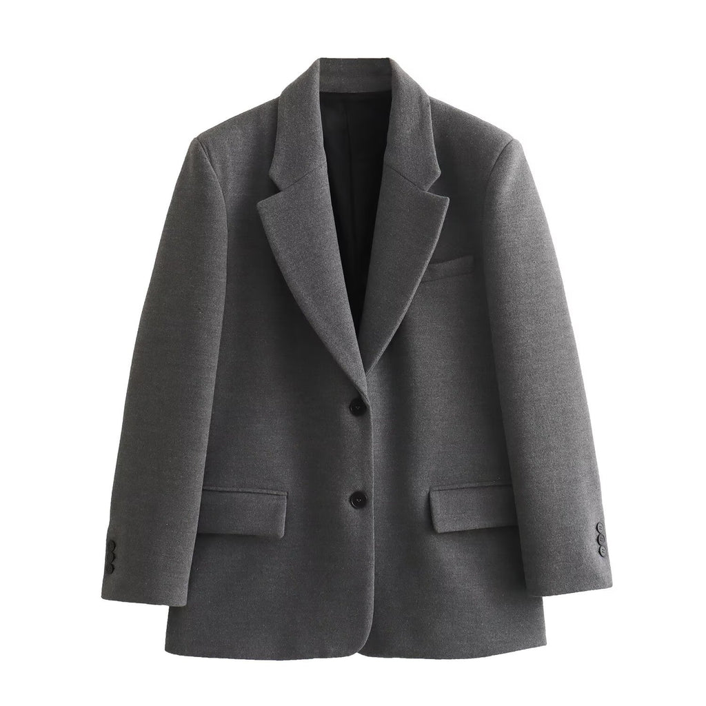 Women Long Wool Blend Double-Breasted Coat with Notched Collar and Flap Pockets Fashion Glam