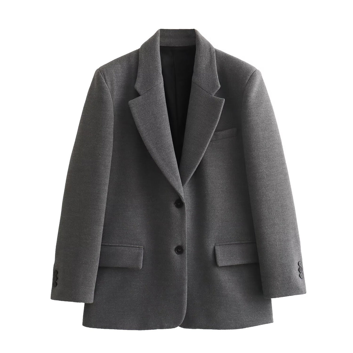 Women Long Wool Blend Double-Breasted Coat with Notched Collar and Flap Pockets Fashion Glam