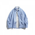 Men's Oversized Shirt with Fine Stripes and Contrast Button Placket Fashion Glam
