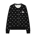Women's Dotted Knit Cardigan with Round Neck and Button Placket Fashion Glam