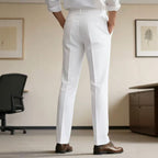 Men's slim-fit dress pants with crease, flat waistband, and stretch comfort Fashion Glam