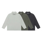 Unisex Textured Half-Zip Knit Sweater in Boxy Cut with Stand-up Collar Fashion Glam