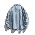 Unisex Oversized Jeans Jacket with Contrasting Woven Panels and Snap Button Closure Fashion Glam