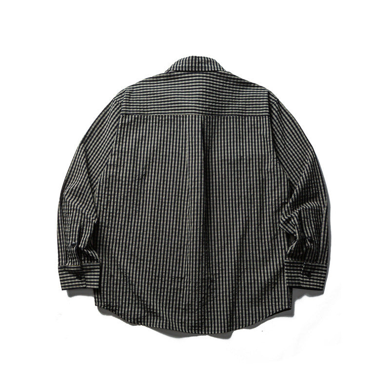 Men's Oversize Check Shirt made of textured cotton blend with chest pockets Fashion Glam
