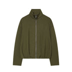 Women Boxy Cropped Stand Collar Cardigan with Full Zip and Dropped Shoulder Fashion Glam