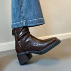 Women ankle boots with thick heel and zipper closure Fashion Glam