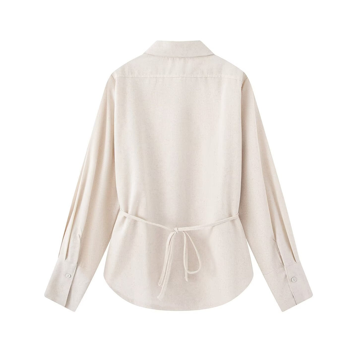 Women Two-piece ensemble consisting of fitted blouse with tie and high-waisted palazzo pants Fashion Glam