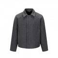 Men's Short Boxy Wool Blend Transitional Jacket with Concealed Button Placket and Raglan Sleeves Fashion Glam