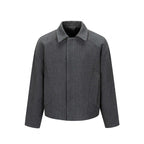 Men's Short Boxy Wool Blend Transitional Jacket with Concealed Button Placket and Raglan Sleeves Fashion Glam