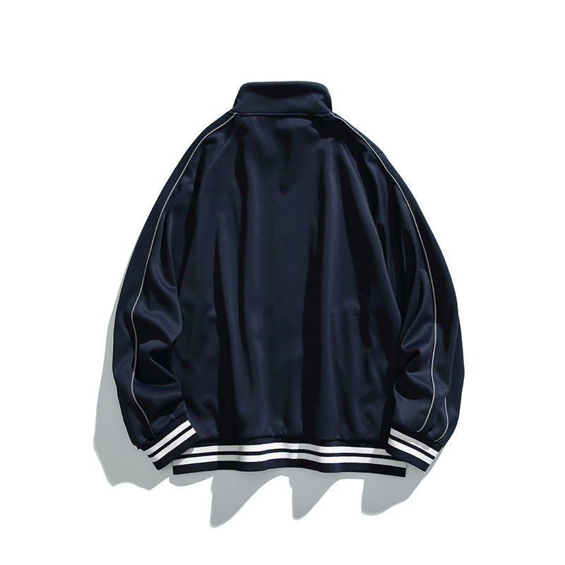 Unisex Sportive Track Jacket in oversized cut with stand-up collar, contrast piping and ribbed cuffs Fashion Glam