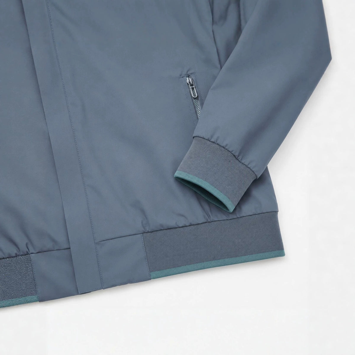Men's Hooded Blouson Lightweight Windbreaker with Ribbed Hem and Concealed Zipper Placket Fashion Glam