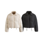 Women's cropped padded transitional jacket in a boxy cut with shirt collar and drawstring Fashion Glam