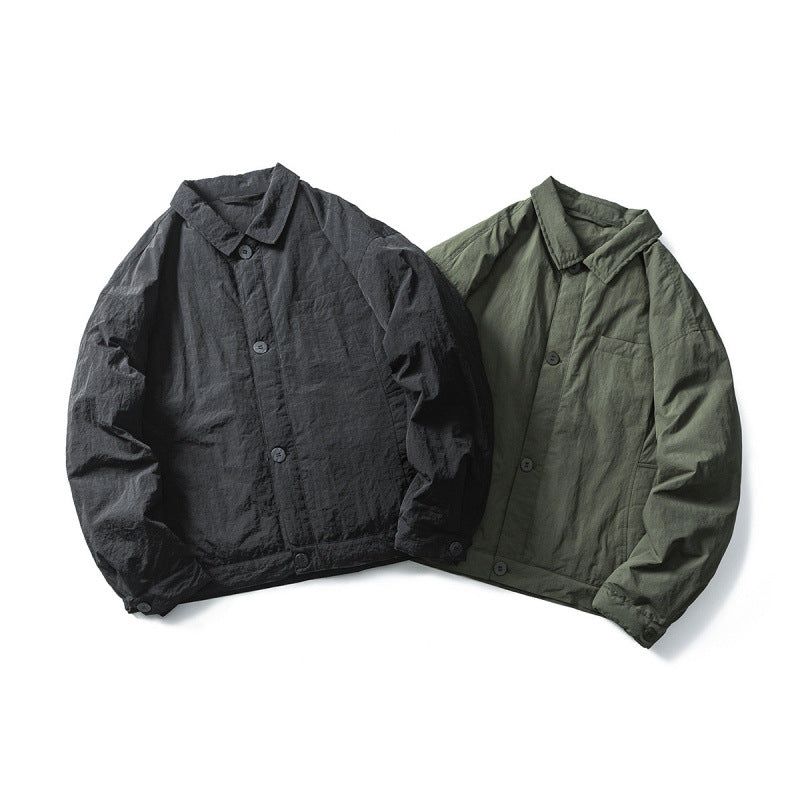 Men's Lightweight Oversized Field Jacket in Workwear Style with Shirt Collar and Button Closure Fashion Glam
