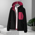 Women's lightweight waterproof softshell jacket with hood and chest zipper pocket Fashion Glam