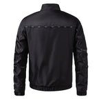Men's Lightweight Utility Bomber Jacket with Flap Pockets, Stand-Up Collar, and Elastic Hem Fashion Glam