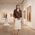 Women's Cropped Double-Breasted Faux Leather Trench with Waist Belt and Shoulder Epaulettes Fashion Glam
