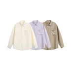 Unisex Lightweight Oversized Shirt from Structured Cotton Blend with Kent Collar and Patch Chest Pocket Fashion Glam