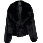 Women's short jacket made of vegan high-pile faux fur with extra soft volume and open front Fashion Glam