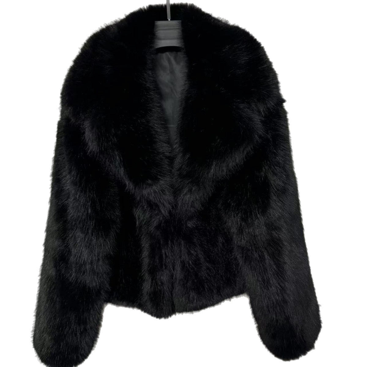 Women's short jacket made of vegan high-pile faux fur with extra soft volume and open front Fashion Glam