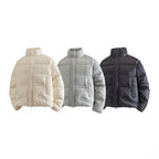 Unisex Short quilted padded jacket in a boxy cut with high stand-up collar Fashion Glam