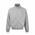 Unisex Chunky Knit Zip Bomber Jacket with Stand-up Collar, Stud Detail and Zip Pockets Fashion Glam
