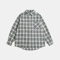 Unisex Oversize-checkered Flannel shirt with rounded hem and diagonal chest pocket Fashion Glam