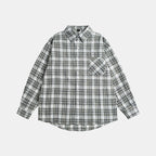 Unisex Oversize-checkered Flannel shirt with rounded hem and diagonal chest pocket Fashion Glam