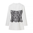 Women's Tailored Mini Dress with Corset Look and Lace Appliqué Fashion Glam