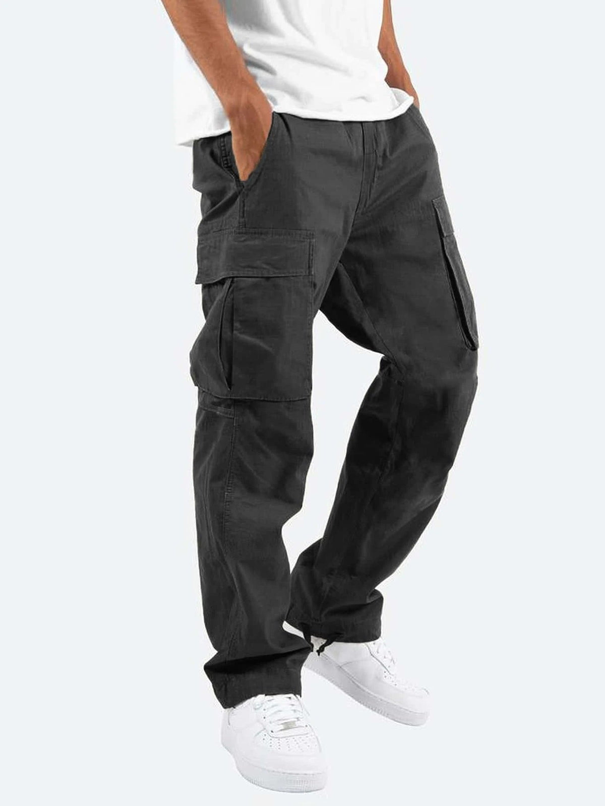 Men's casual cotton cargo pants with multi-pockets and adjustable hem Fashion Glam
