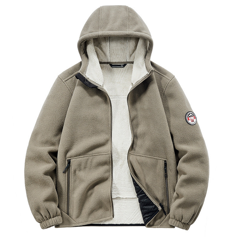 Men's Thermo-Fleece Hoodie with insulating Sherpa trim and concealed zip pockets Fashion Glam