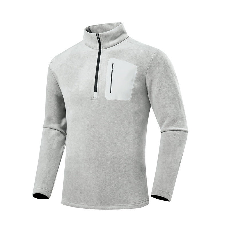 Men's fleece pullover with quarter zip and concealed chest pocket Fashion Glam