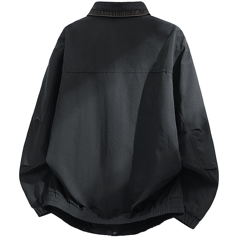 Men's Oversized Utility Blouson with Cord Collar, Flap Pockets and Elastic Hem Fashion Glam