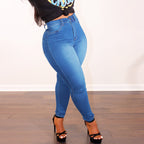 Women High-Waist Skinny Jeans with Sculpting Effect Fashion Glam