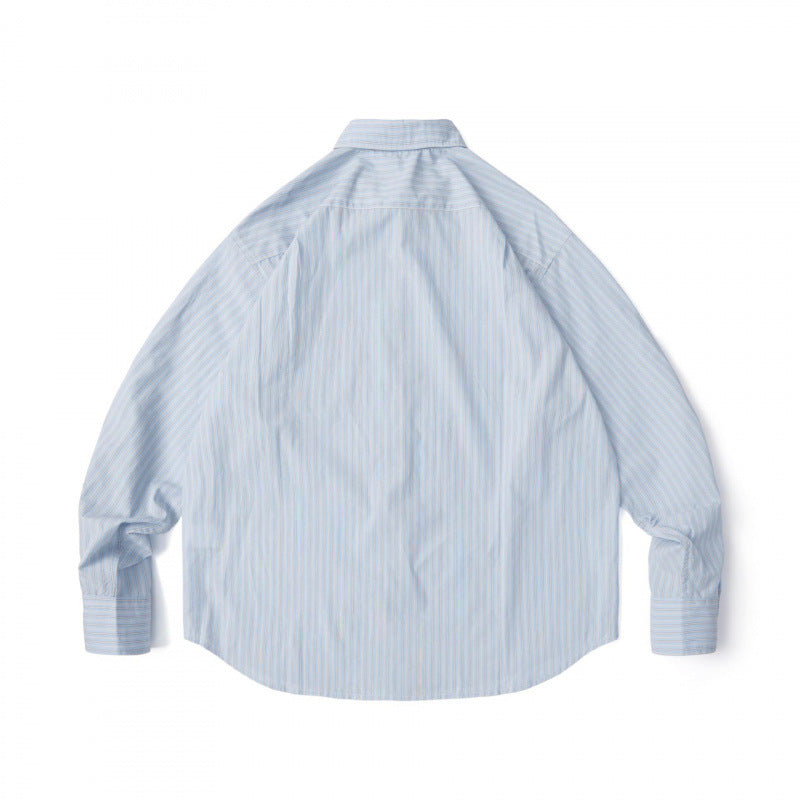 Men's Wide Cut Poplin Shirt with Stripes and Chest Pocket Fashion Glam